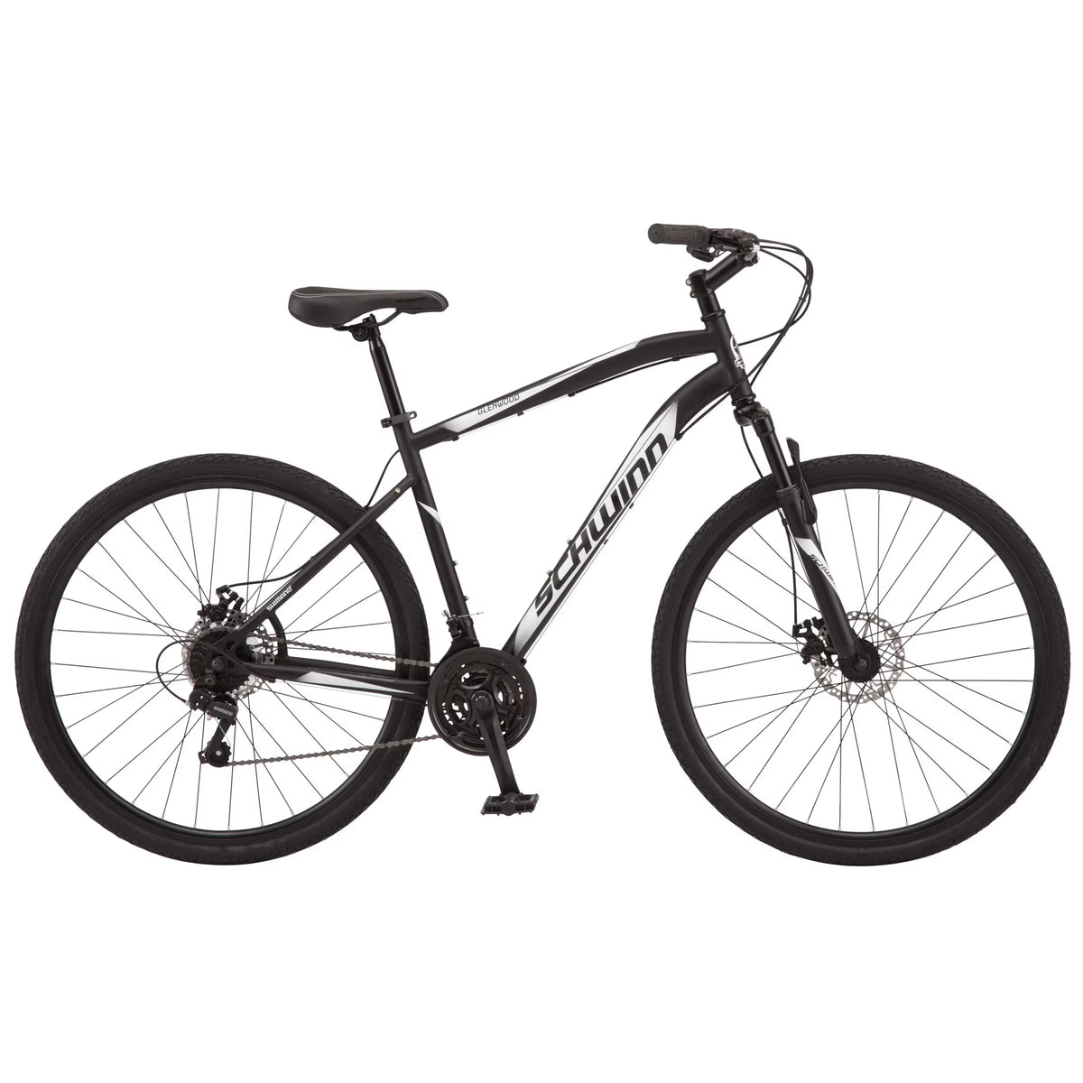 Vélo hybride Schwinn 700c Glenwood, Adultes +14 ans, Noir, 21 vitesses