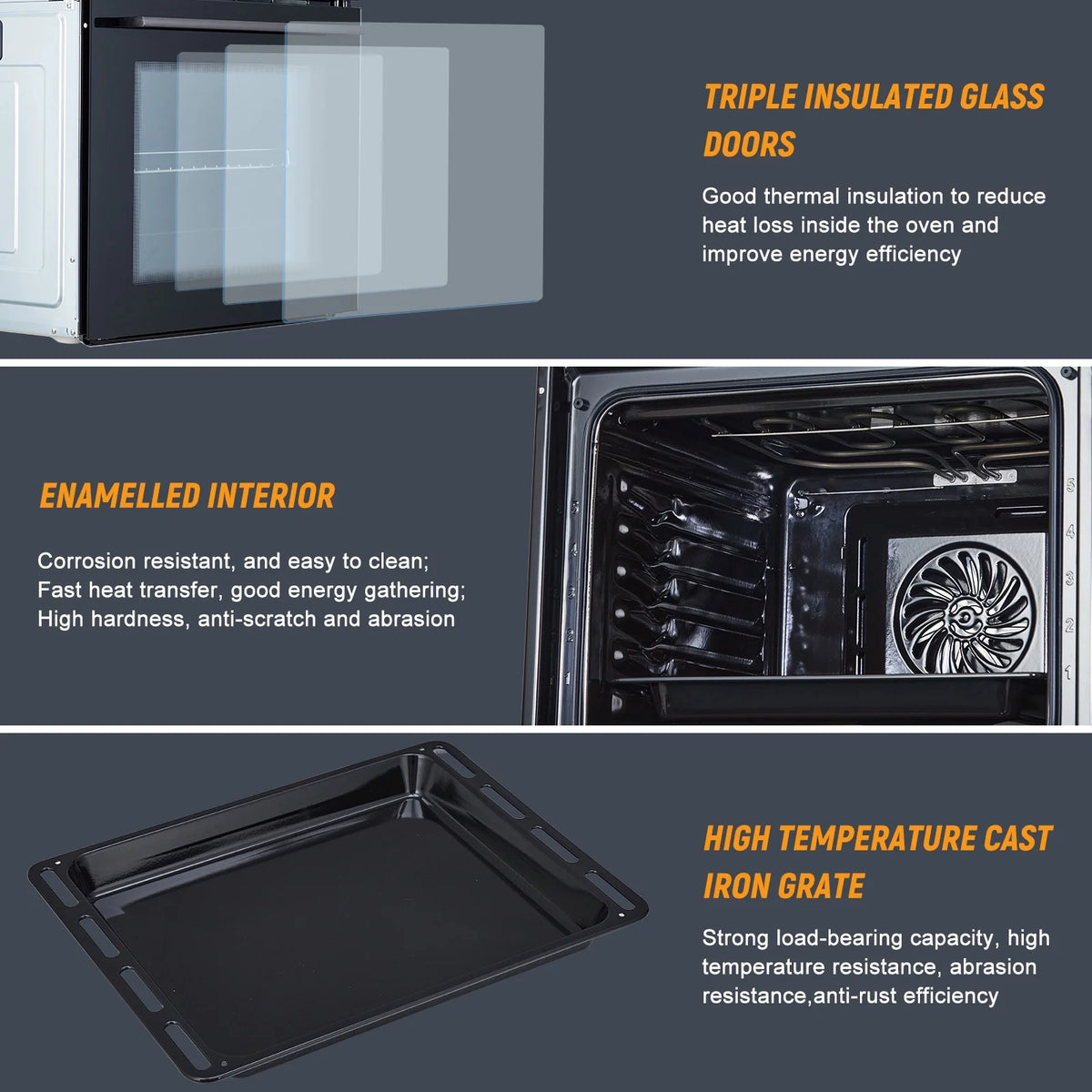 Four mural simple Garvee 24, four mural électrique de 2,5 pi³ avec boutons de commande mécaniques, four mural à convection en acier inoxydable, 3 000 W, 240 V, noir