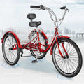 MOPHOTO 24 Tricycle pour adulte, Vélo à 3 roues 7 vitesses avec panier pour les courses, l'exercice, Tricycle avec selle réglable pour hommes, femmes et seniors
