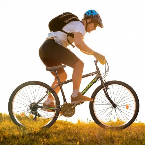 POWANLI 26 Vélo tout-terrain pour femme, Vélo de montagne 21 vitesses avec freins à disque doubles et suspension avant de 100 mm, Rose (Cadeau)