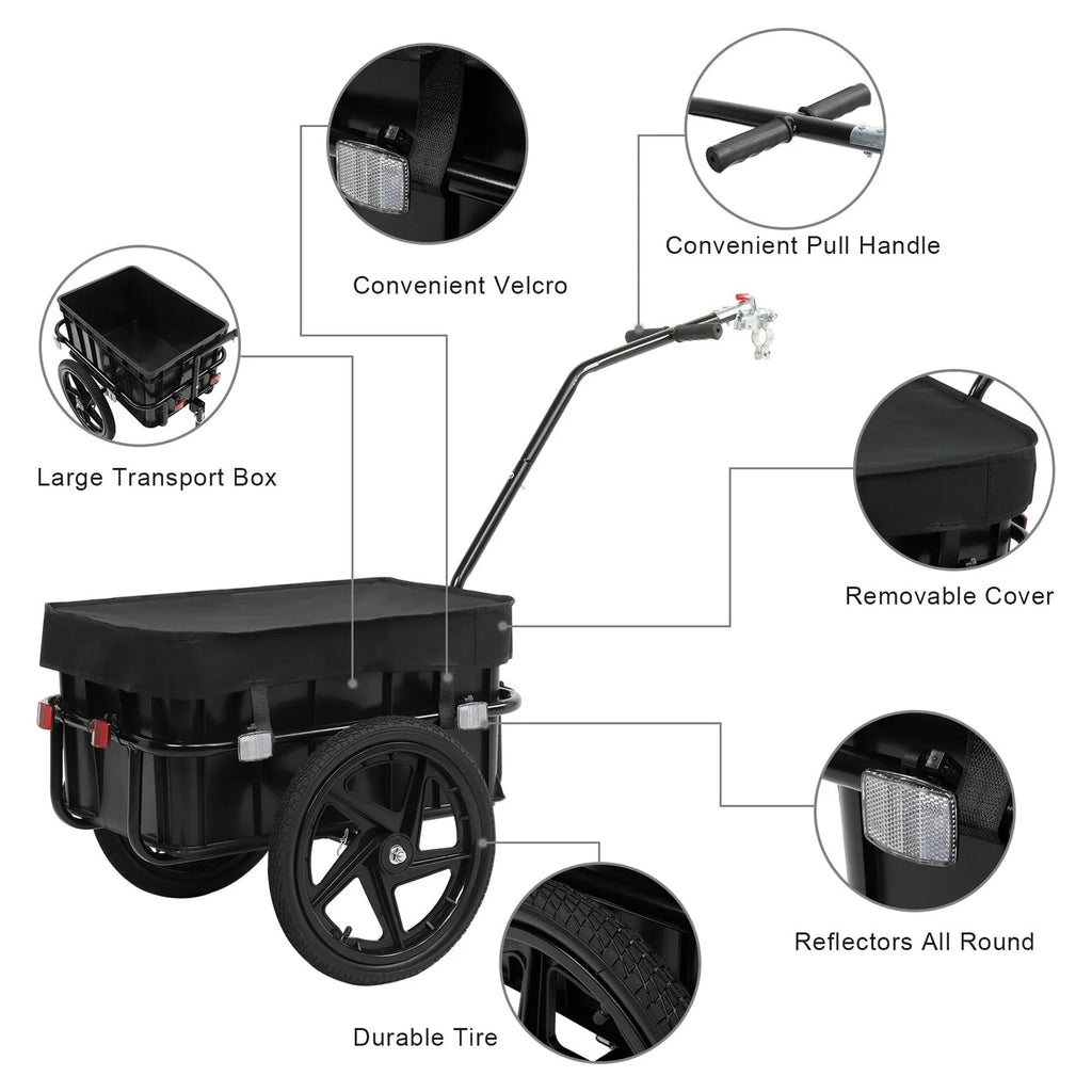 Remorque cargo pour vélo PEXMOR, remorque chariot pour vélo avec attelage universel et housse imperméable