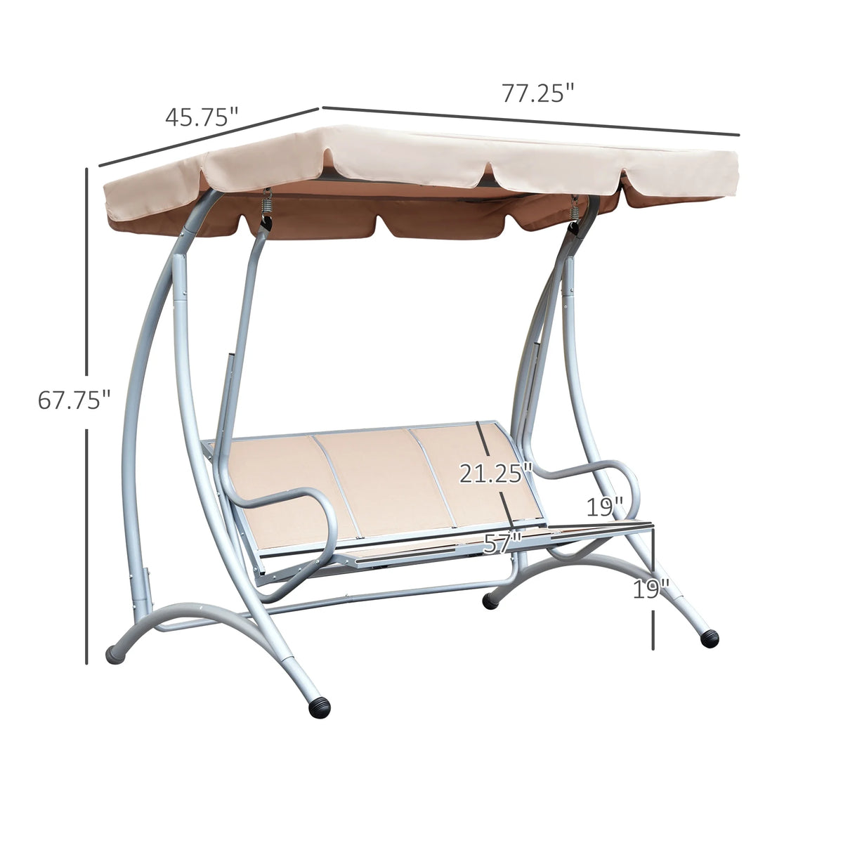 Balancelle de jardin Outsunny pour 3 personnes, balancelle de terrasse avec support et auvent réglable, banc-balancelle d'extérieur robuste pour adultes, noir
