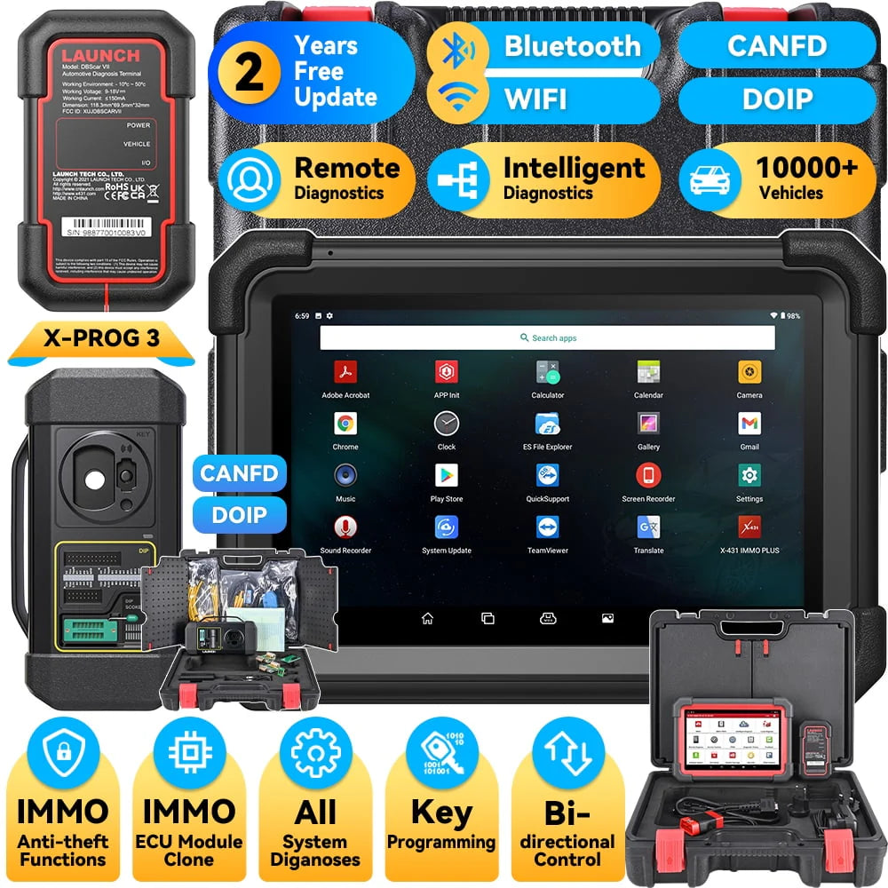 Outil de diagnostic automobile LAUNCH X431 IMMO Elite avec programmation de clés, programmateur de clés X-PROG3, clonage/synchronisation d’ECU, CANFD & DoIP, plus de 39 services, 2 ans de mises à jour gratuites