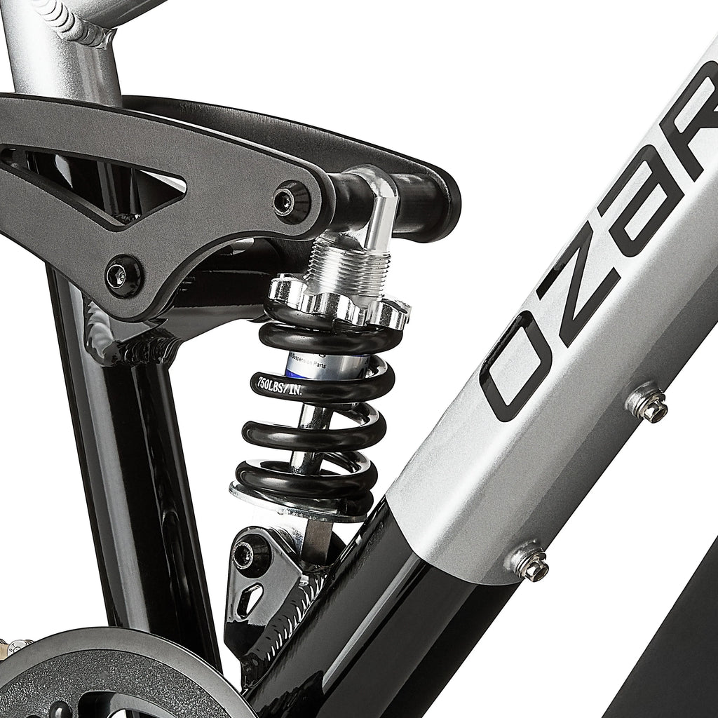 24 Ozark Trail FS.1 Epictrail Vélo tout-terrain à suspension intégrale, Pour adolescents et adultes, Tailles entre 4'6-5'6, Argent