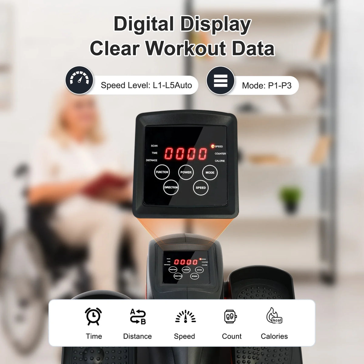 Vélo elliptique de bureau Baokaler, appareil d’exercice électrique pour les jambes assis, pour seniors, 12 vitesses réglables avec télécommande