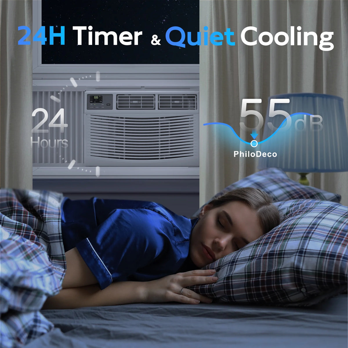 Climatiseur de fenêtre 8000 BTU  350 pi² Intelligent, Écran d’affichage LED, avec télécommande, le climatiseur peut servir de déshumidificateur/ventilateur, fonctionnement silencieux, économe en énergie. Minuterie/Mode sommeil et ÉCO