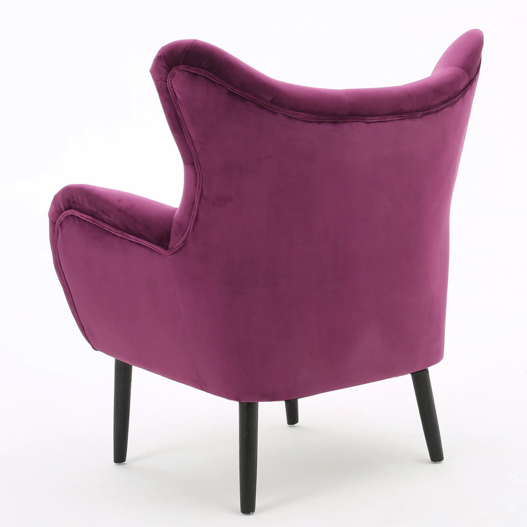 Fauteuil à oreilles en velours Noble House Simon, violet