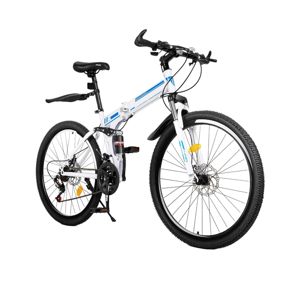 Vélo tout-terrain pliant Wuzstar 26, 21 vitesses, en acier à haute teneur en carbone, avec double frein à disque
