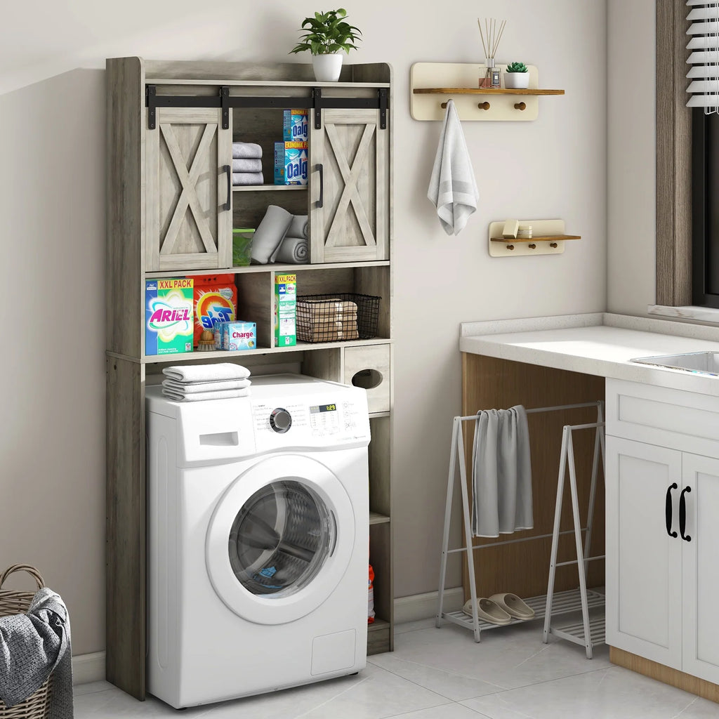 Meuble de rangement au-dessus des toilettes, meuble de rangement de style maisonnette au-dessus des toilettes avec portes coulissantesÉtagère de rangement gain de place pour toilettes, pour salle de bains, toilettes, buanderie