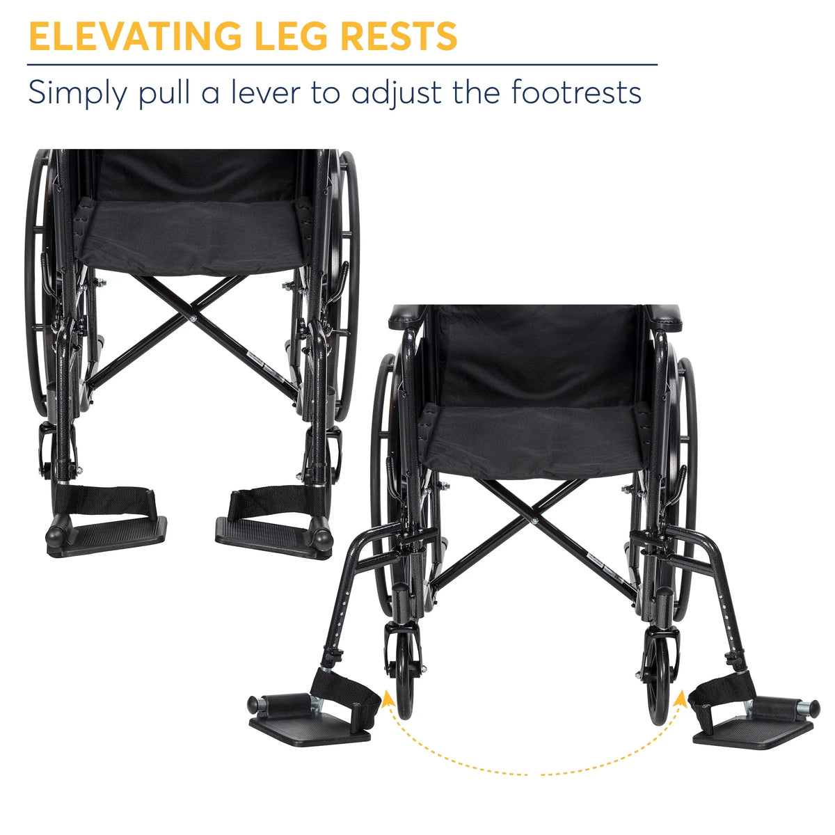 Fauteuil roulant Silver Sport 1 avec accoudoirs complets et repose-pieds amovible et rabattable