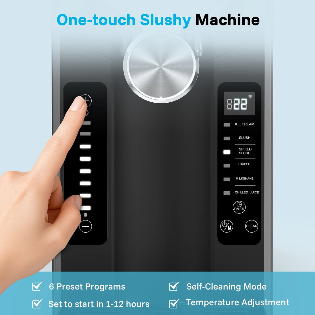 Machine à granité Flamemore pour la maison avec autonettoyage, sans glaçons, 6 réglages prédéfinis, machine à boissons glacées, démarrage différé de 12 h, 200 W