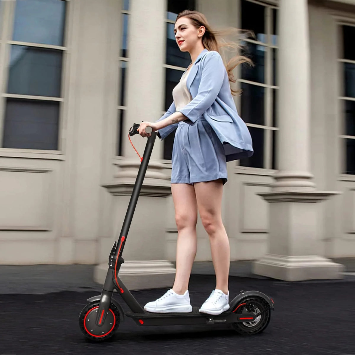 Trottinette électrique JOYHIS J078 pour homme et femme, pneu plein 8,5 pouces, vitesse de 19 mi/h, moteur de 350 W, autonomie maximale de 21 miles, trottinette de ville pliable
