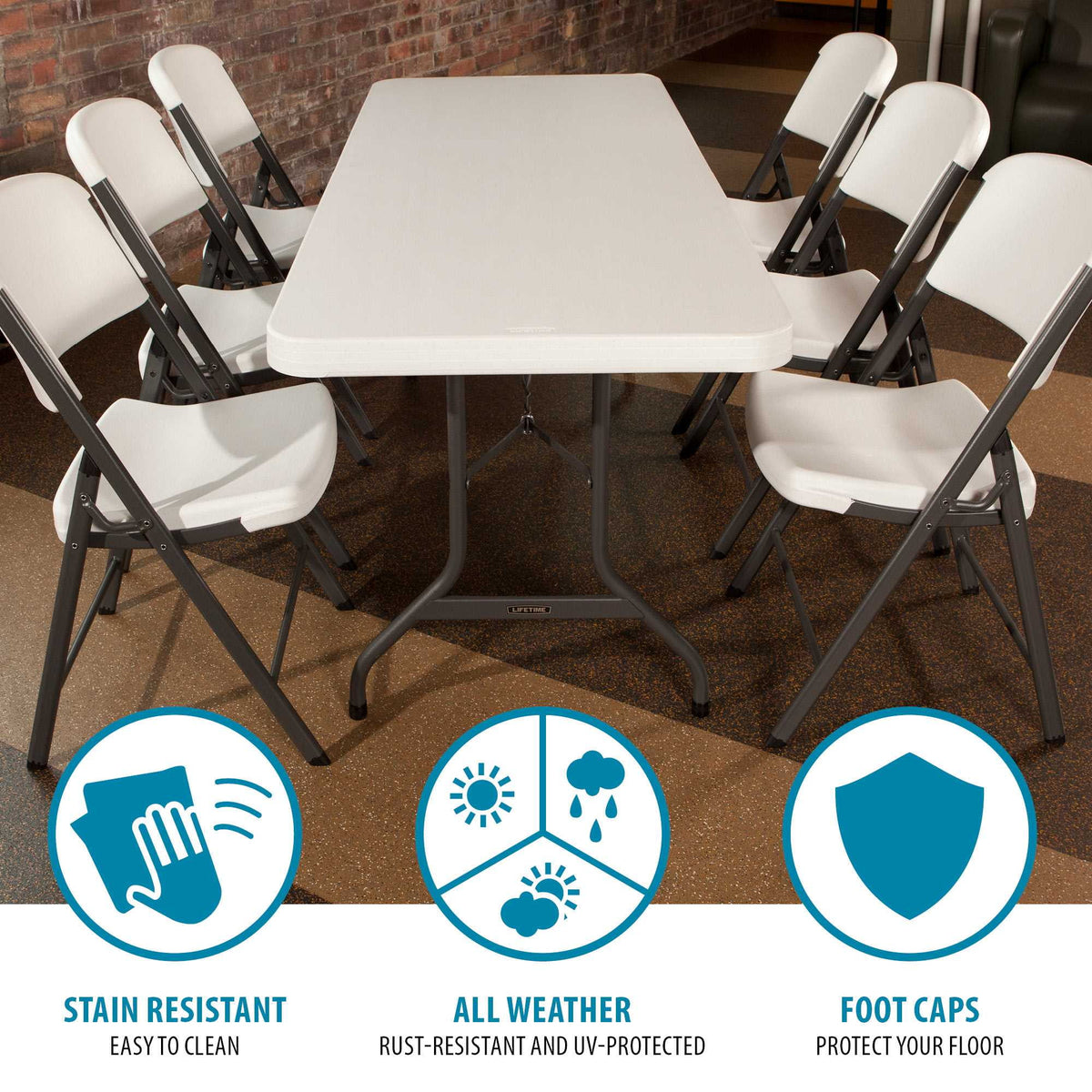 Table pliante de haute qualité de qualité commerciale Lifetime 6', blanche