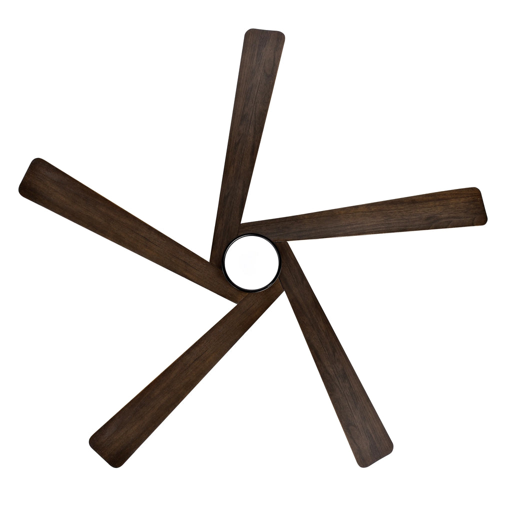 Ventilateur de plafond WINGBO 54 pouces à courant continu avec éclairage et télécommande, 5 pales réversibles en bois sculpté, laiton/noir