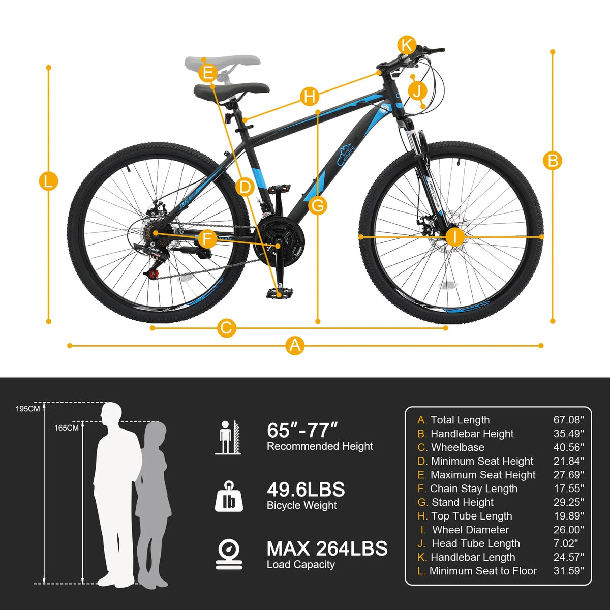 Vélo VTT léger UBesGoo 26 Explorer, 21 vitesses pour homme et femme, freins à disque et suspension, rouge/noir