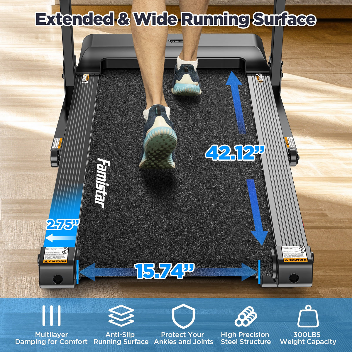 Tapis de course pliable avec inclinaison, tapis de course 3,5 CV pour la maison avec capacité de 330 lb, 71 programmes