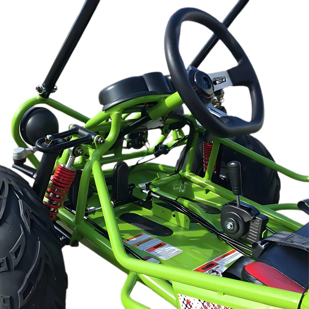Buggy karting Trailmaster Ultra Mini XRX+ Go Kart, sièges à dossier haut, réglables pour les jeunes pilotes, limiteur d’accélération et coupe-circuit à distance. Version pré-assemblée désormais disponible ! (De plus, vert)