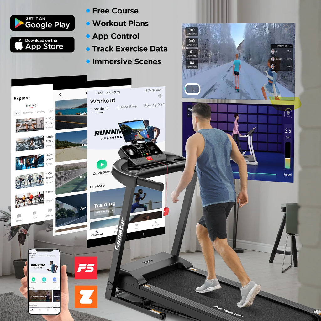 Tapis de course pliable avec inclinaison, tapis de course 3,5 CV pour la maison avec capacité de 330 lb, 71 programmes