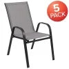 Lot de 5 chaises d’extérieur empilables BizChair noires avec matériau Flex Comfort et structure en métal