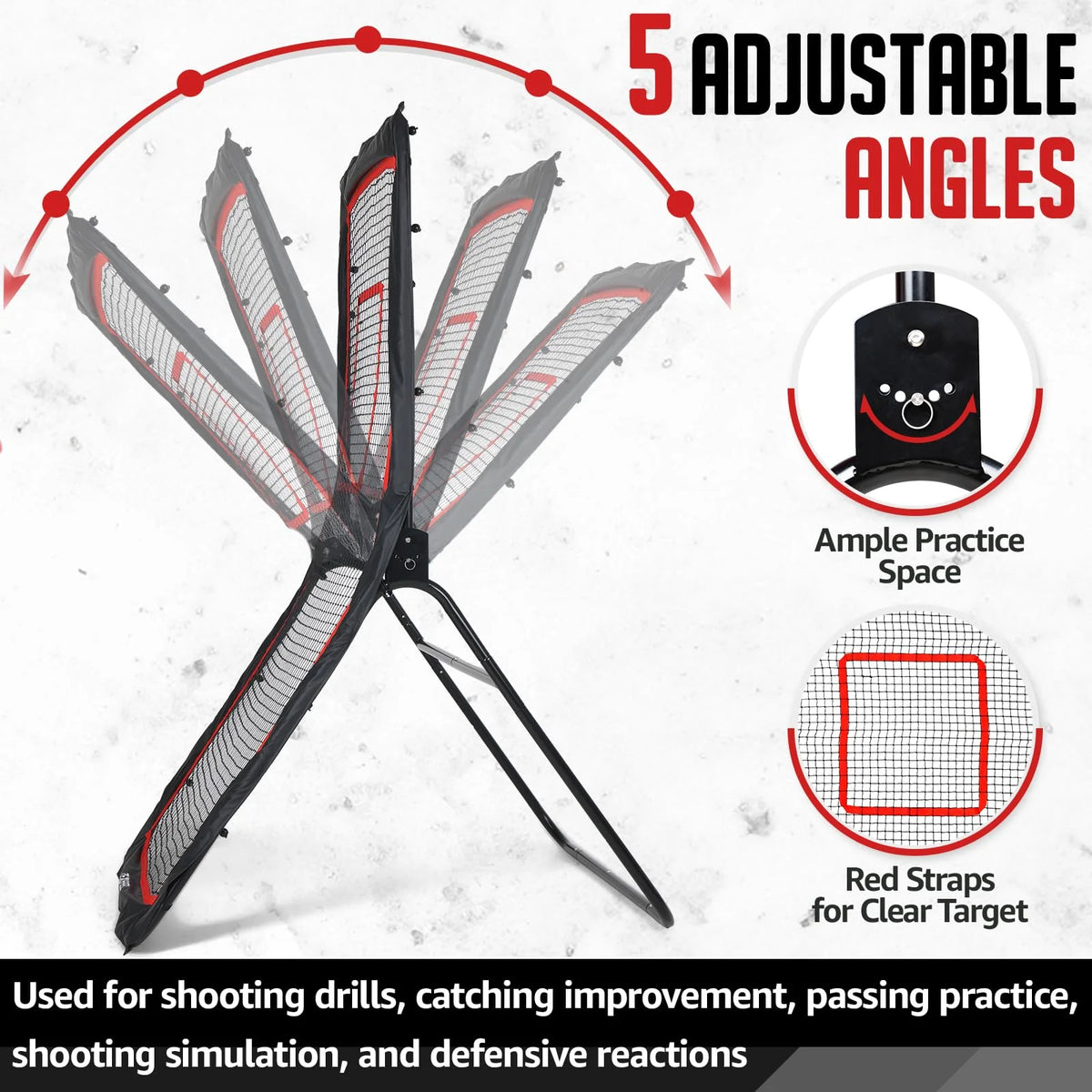 Rebondeur de lacrosse, 4x7 pi/4x6 pi, pour la cour arrière, avec 5 angles de rebond, une bande cible et un filet de retour, idéal pour l’entraînement au lacrosse, au baseball, au volley-ball et au soccer