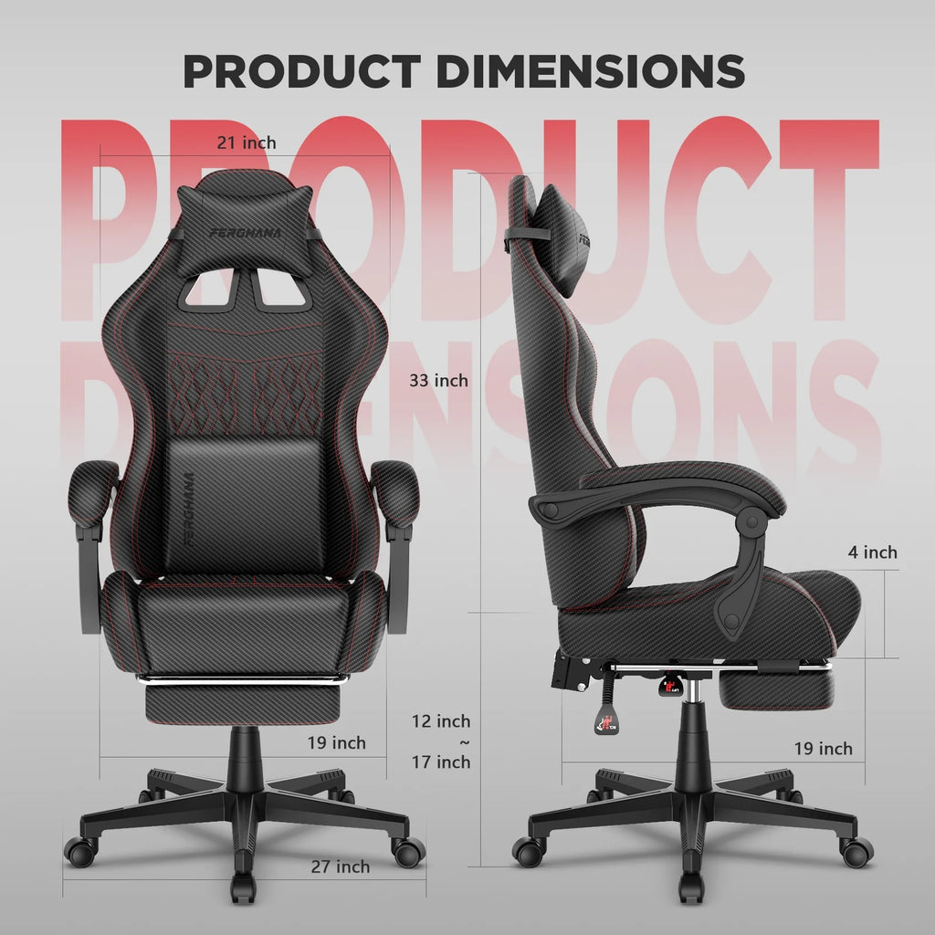 Fauteuil gaming Luxvie avec repose-pieds, fauteuil de bureau ergonomique pour ordinateur avec massage, soutien lombaire et appui-tête, dossier haut, style vintage, pour adultes et enfants, noir