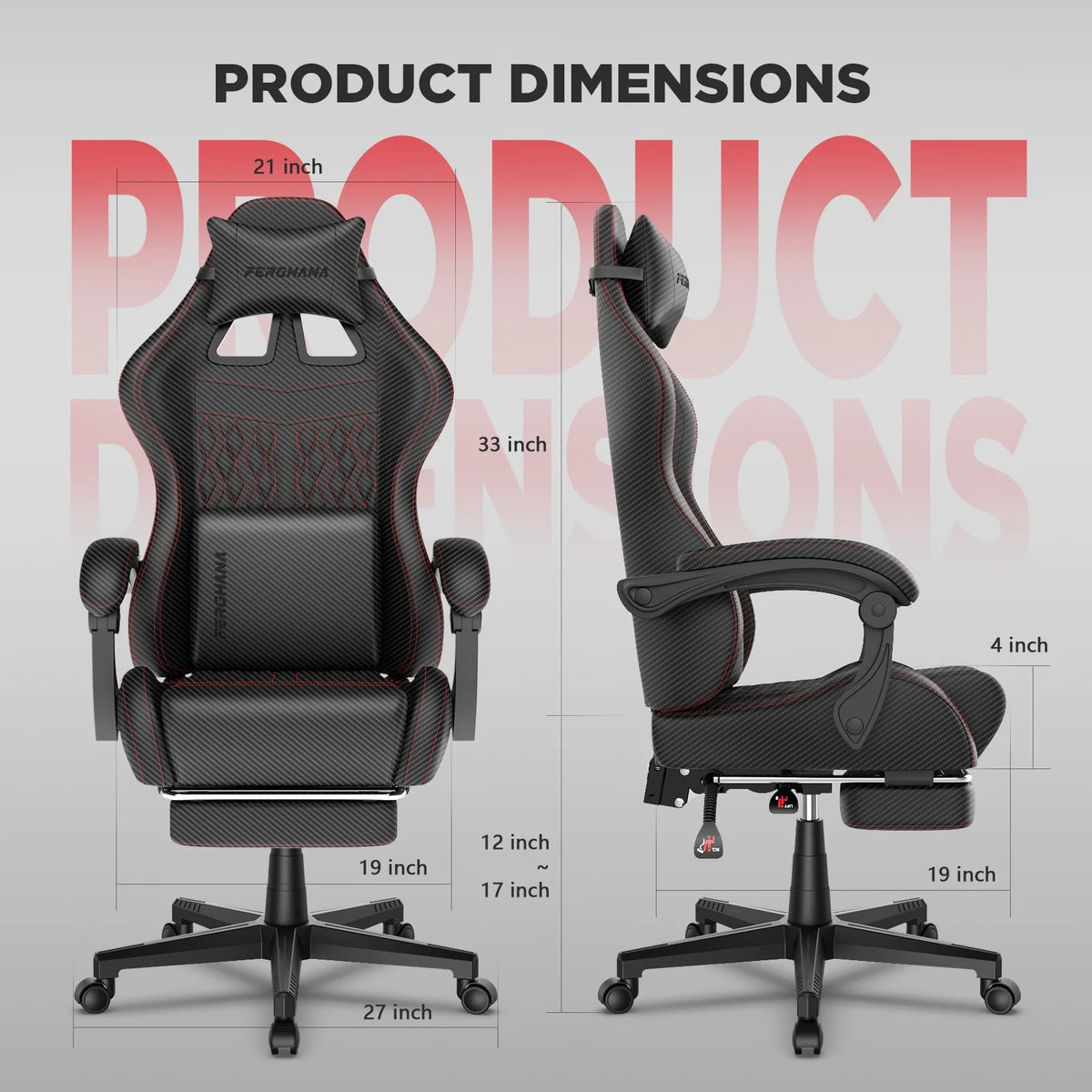 Fauteuil gaming Luxvie avec repose-pieds, fauteuil de bureau ergonomique pour ordinateur avec massage, soutien lombaire et appui-tête, dossier haut, style vintage, pour adultes et enfants, noir