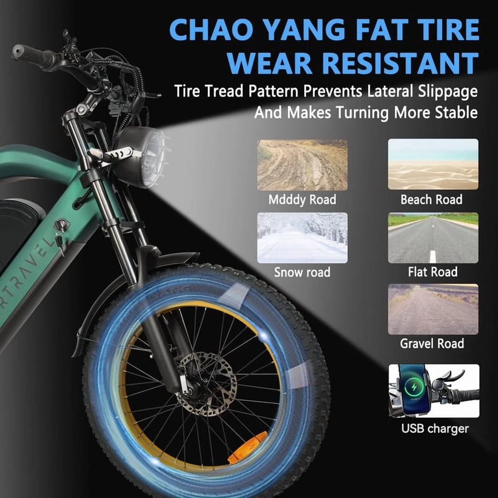 Moto tout-terrain électrique SMARTRAVEL ST202 pour adultes avec moteur de 3 000 W (crête), batterie double 52 V 50 Ah, autonomie de plus de 148 km, pneus de moto de 20 pouces, certification UL2849, suspension intégrale