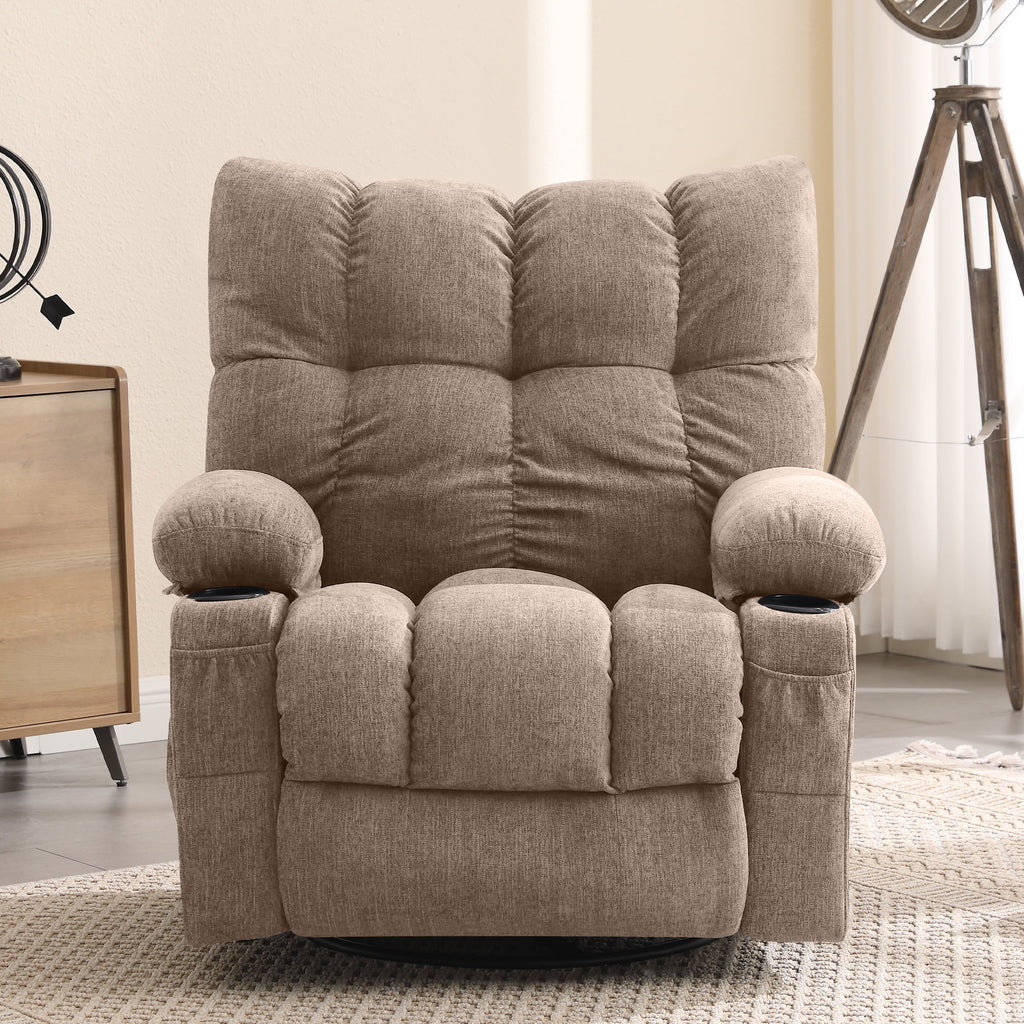 Fauteuil inclinable manuel JONPONY avec fonction de massage et de chauffage, mécanisme d’inclinaison robuste, fauteuil à bascule individuel pour personnes âgées avec porte-gobelets, pour chambre et salle de cinéma maison, gris