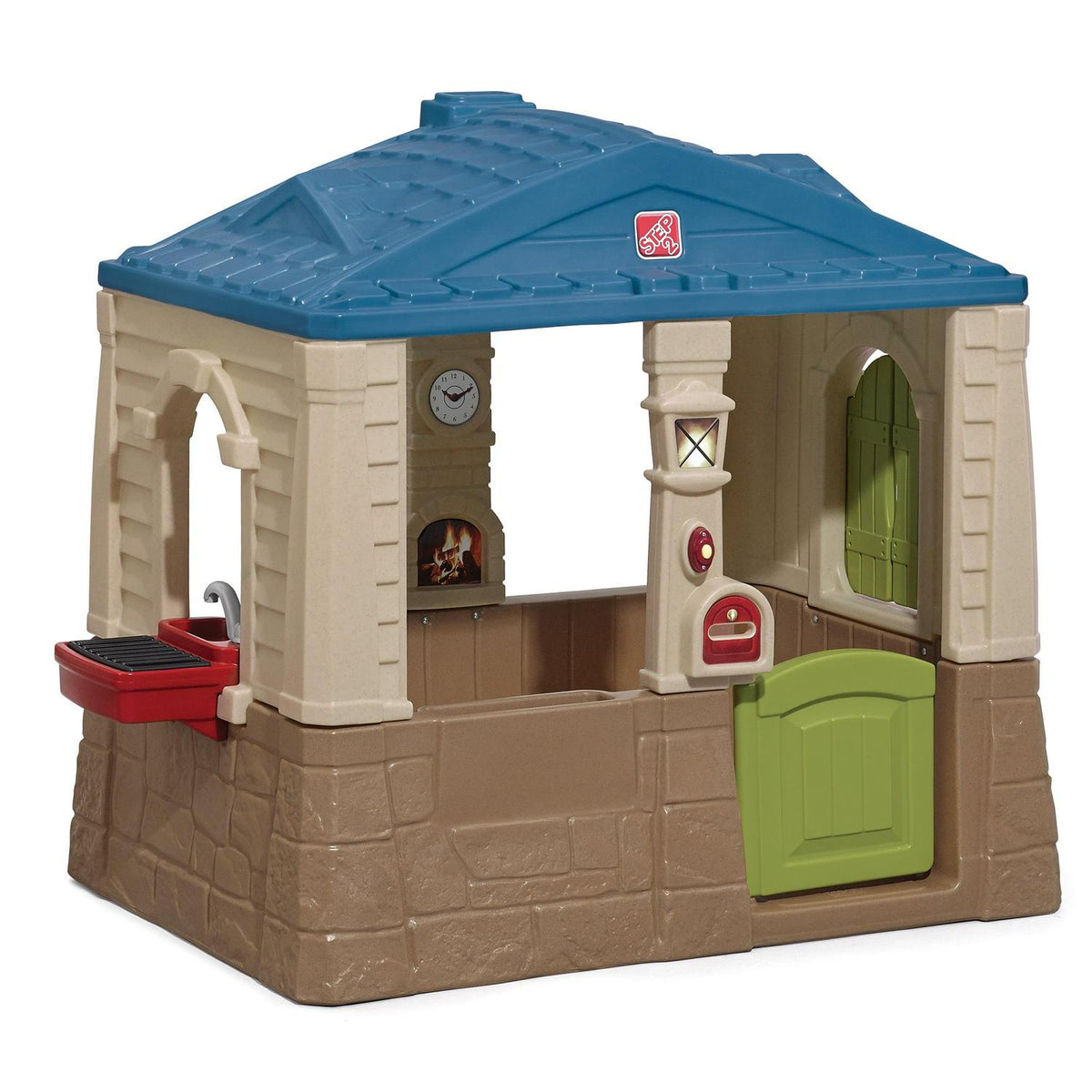 Step2 Happy Home Cottage & Grill Maisonnette marron en plastique avec barbecue Jouets d'extérieur pour enfants