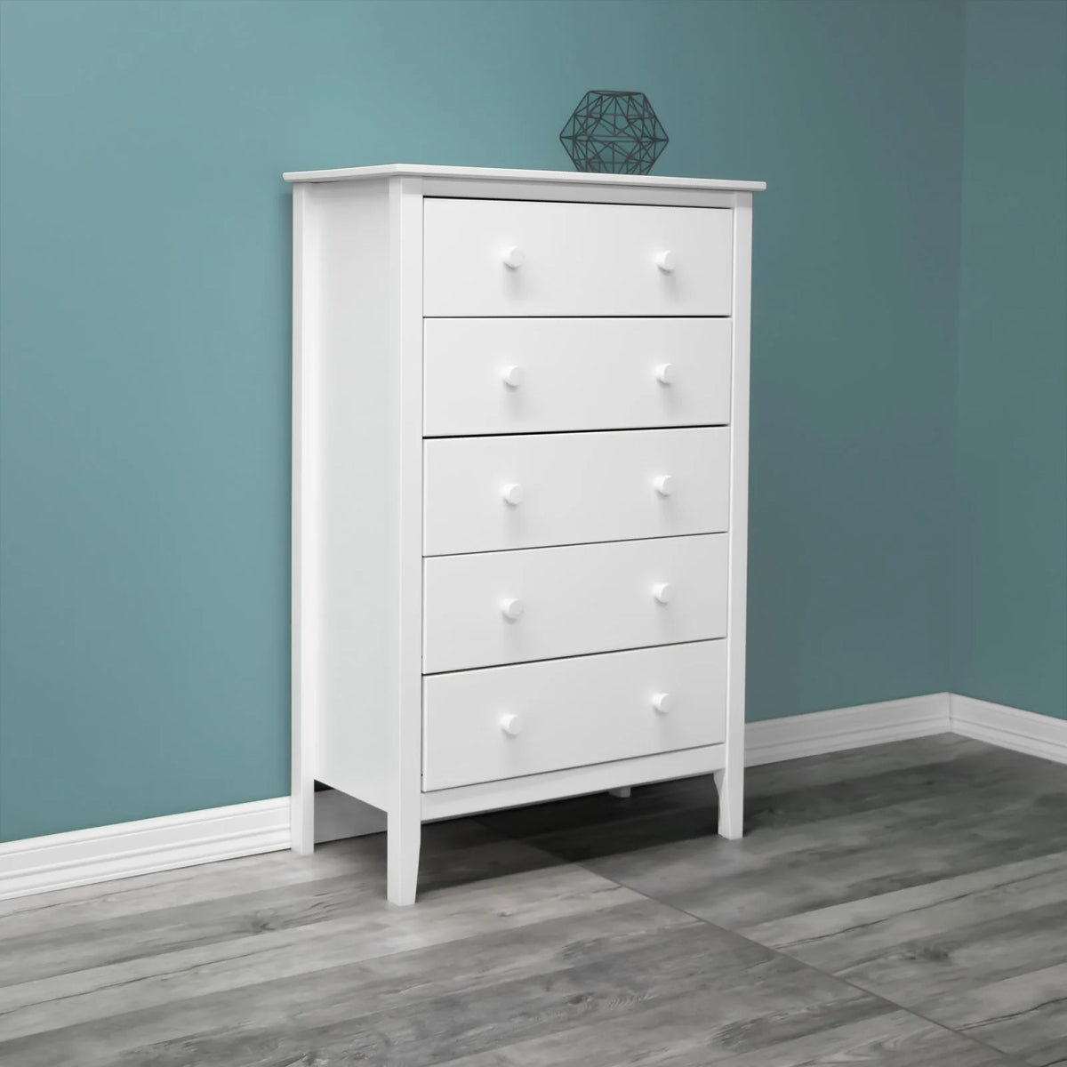 Commode Adeptus Easy Pieces en bois massif à 4 tiroirs - Blanc