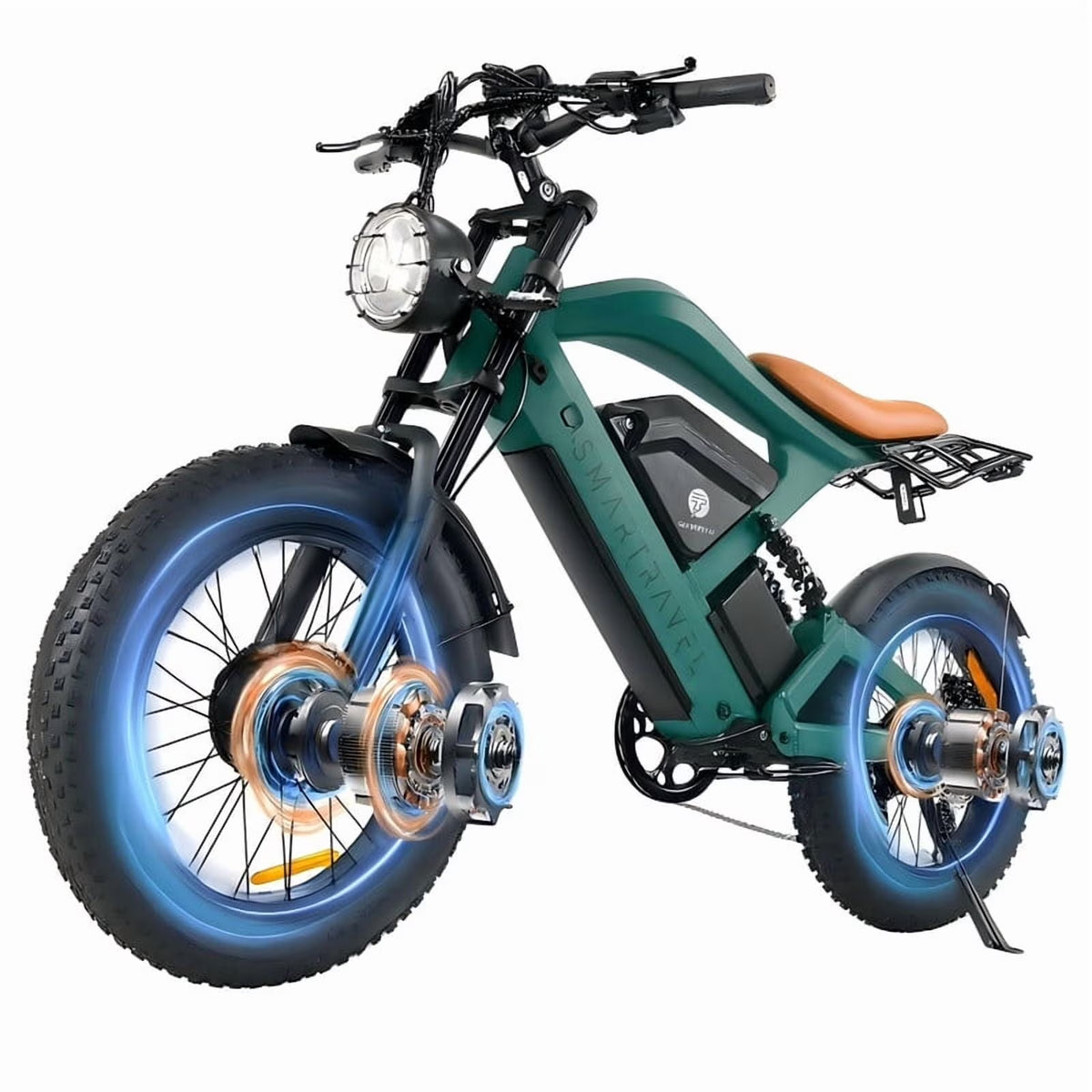 Moto tout-terrain électrique SMARTRAVEL ST202 pour adultes avec moteur de 3 000 W (crête), batterie double 52 V 50 Ah, autonomie de plus de 148 km, pneus de moto de 20 pouces, certification UL2849, suspension intégrale