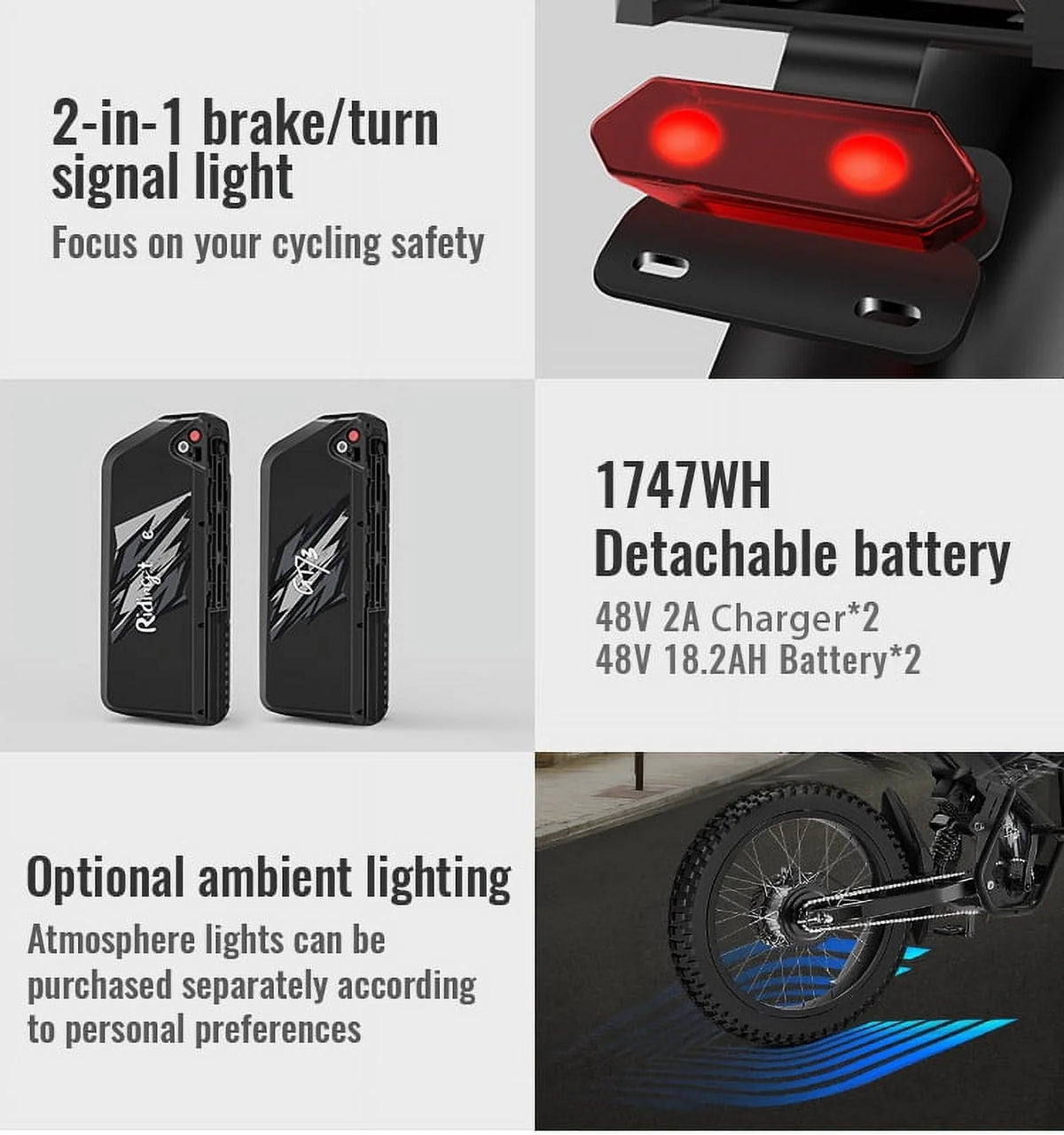 Vélo tout-terrain électrique 2000W pour adultes Ridingtimes GT73 UL2849,Moteur moyeu sans balais,Vélo électrique 18.2AH*2 avec écran numérique 25\ pneus Acier au carbone,Noir