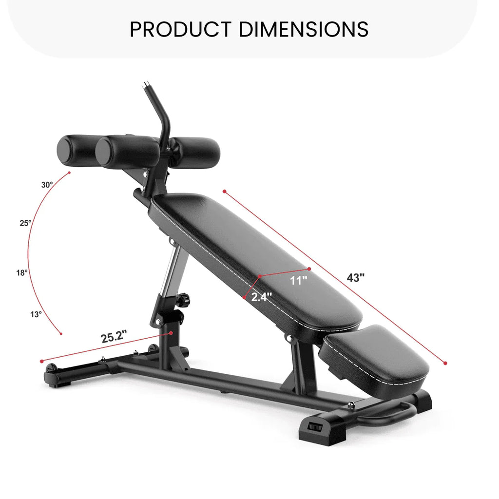 Finer Form Semi, Banc à Abdominaux Commercial Elite, Poignée de Crunch Inversé pour Exercices Abdominaux, Crunch Inversé et Sit-up Décliné avec 4 Réglages de Hauteur, Noir