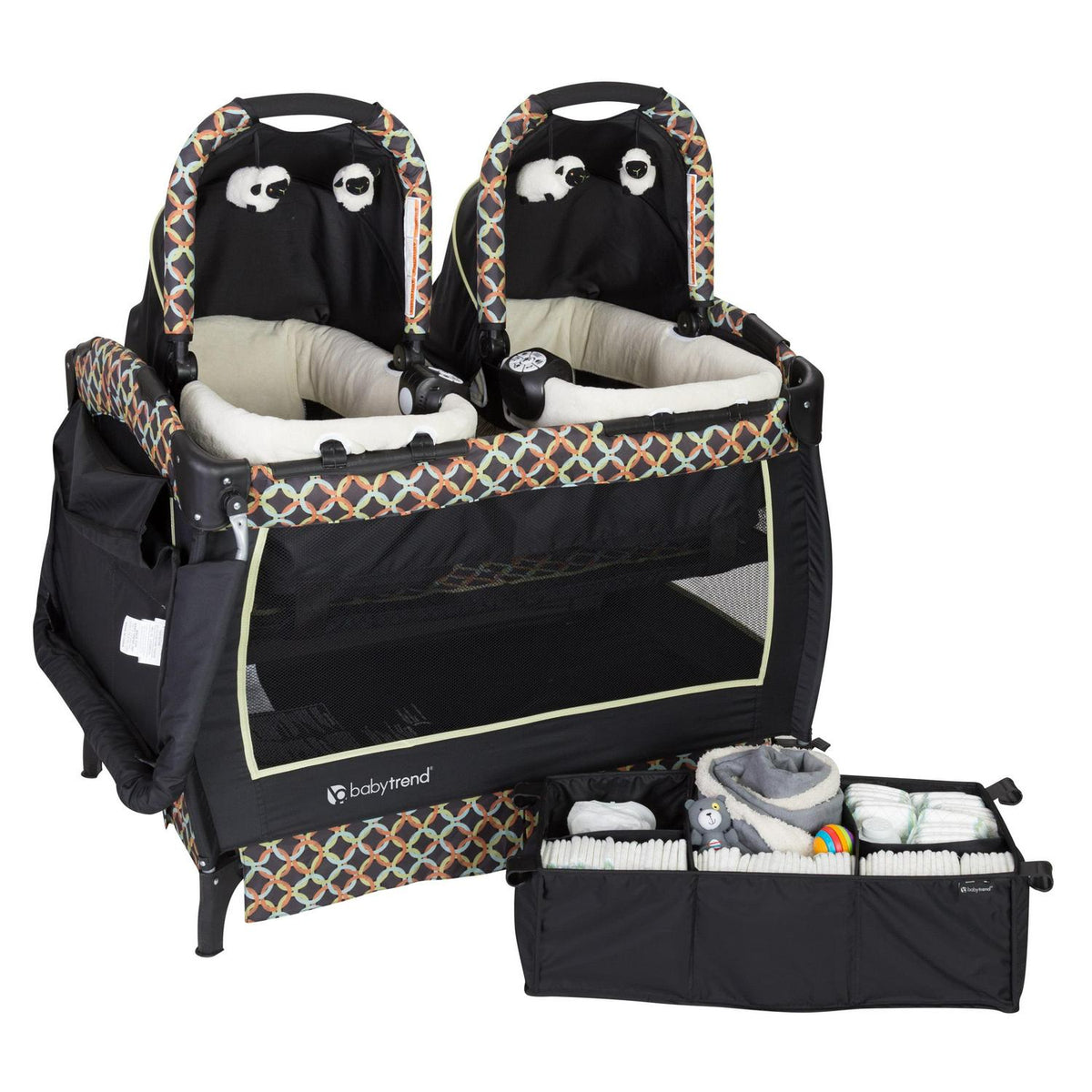 Parc d’éveil pour jumeaux Baby Trend Twins avec sac de transport - Circle Tech multicolore noir