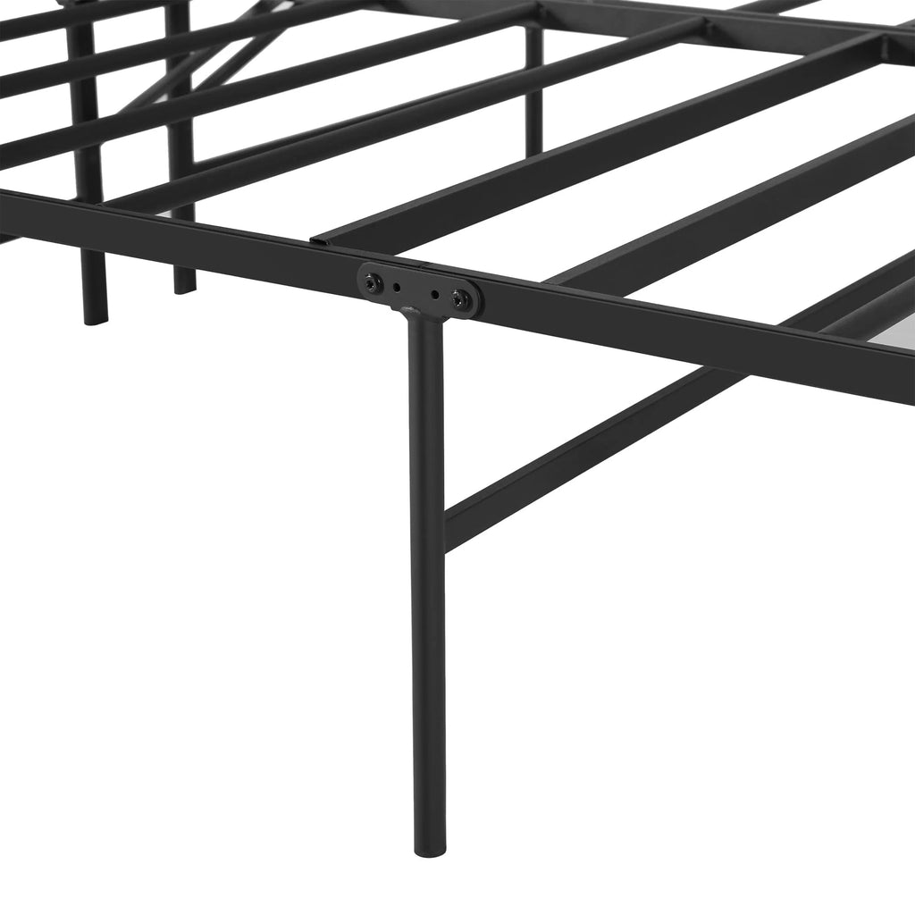 Cadre de lit plateforme en métal pliable VECELO, support à lattes en acier/sommier inutile, taille King, noir