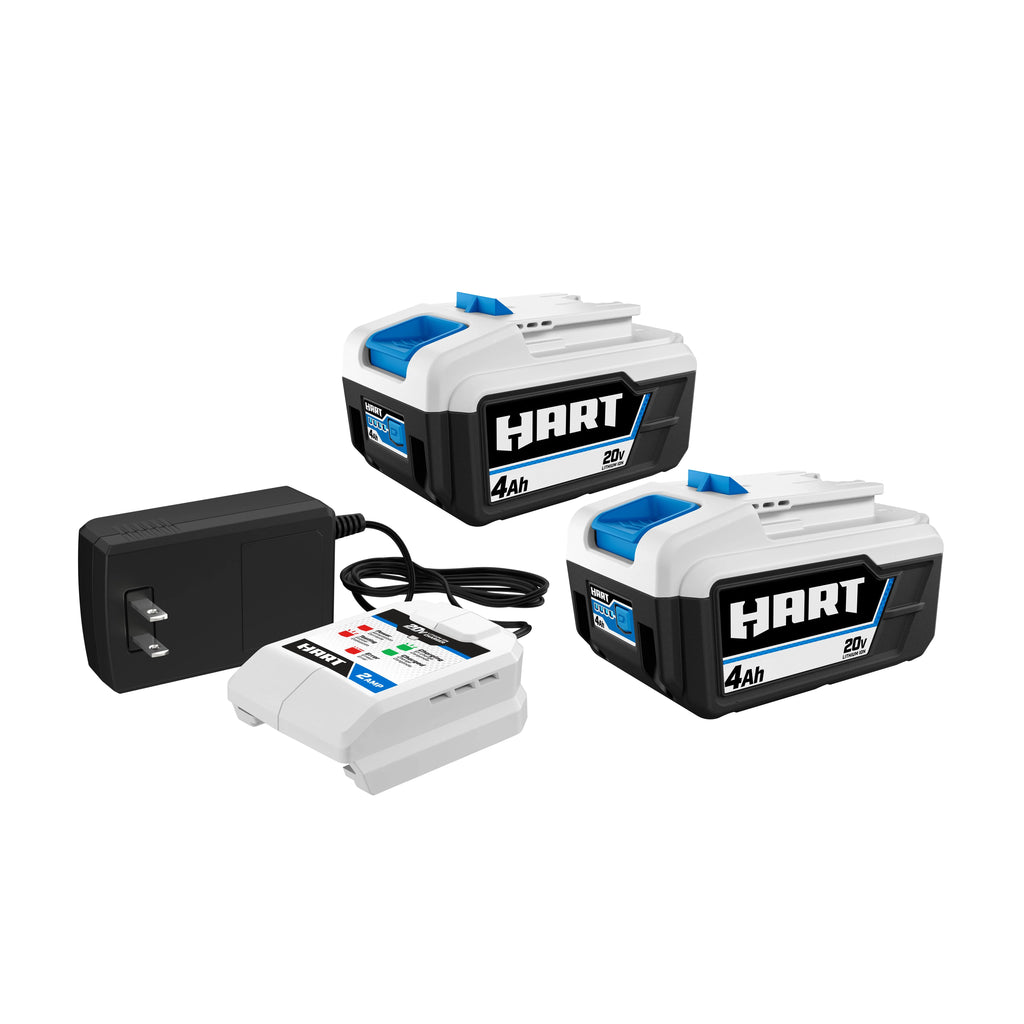 Kit de démarrage HART 20 volts comprenant 2 batteries de 4 Ah, un chargeur et une clé à chocs