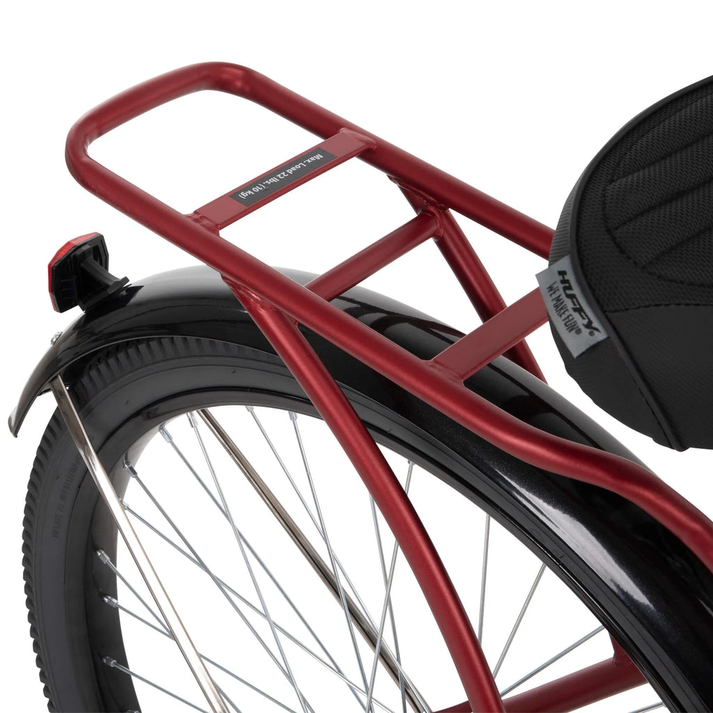 Vélo de plage Huffy Nel Lusso 26 pouces, panier, porte-bagages, rouge, dès 12 ans