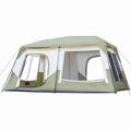 Tente cabane instantanée pour 10 personnes, tente de camping familiale imperméable et ventilée avec double toit, poches de rangement, vert militaire