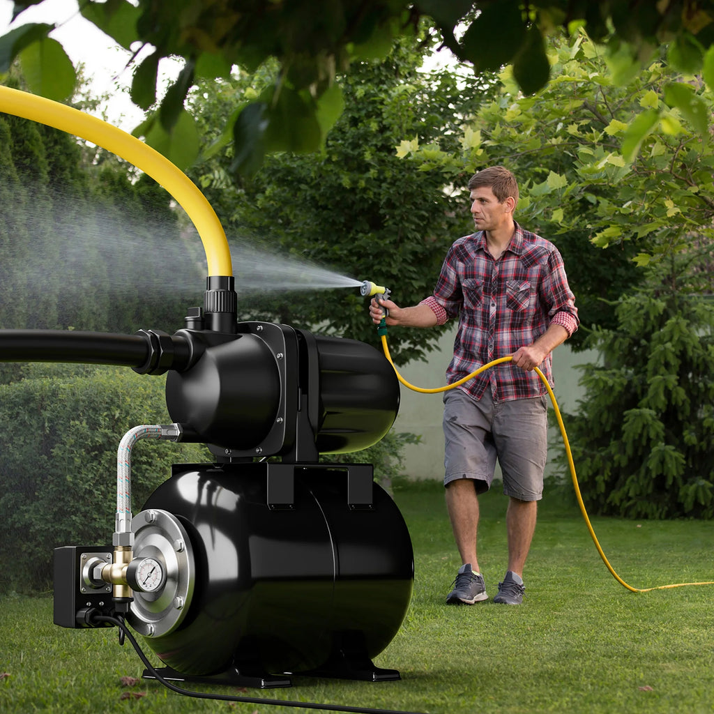 Pompe de puits peu profond Gymax 1,6 CV 1000 GPH 164 FT Pompe de jardin à jet en acier inoxydable