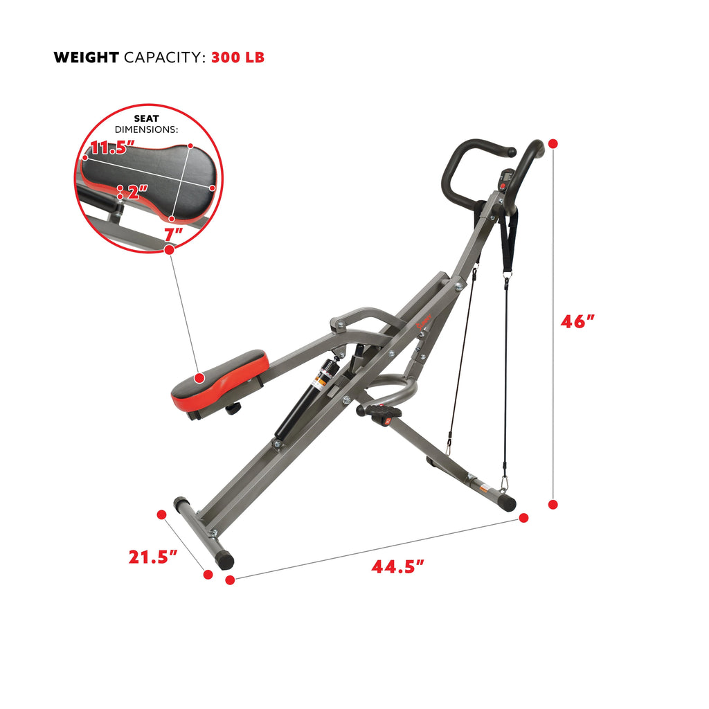 Sunny Health & Fitness Row-N-Ride PRO Appareil d’assistance aux squats pour un entraînement complet des fessiers, des cuisses et des jambes, SF-A020052