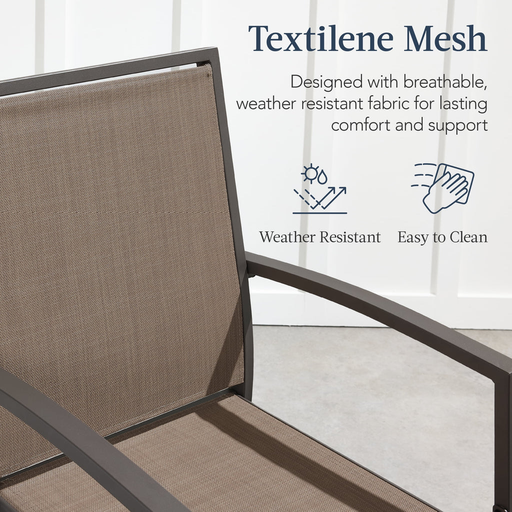Best Choice Products Lot de 2 tabourets de bar d'extérieur, Chaises de patio hauteur bar avec maille toutes saisons - Noir/Noir