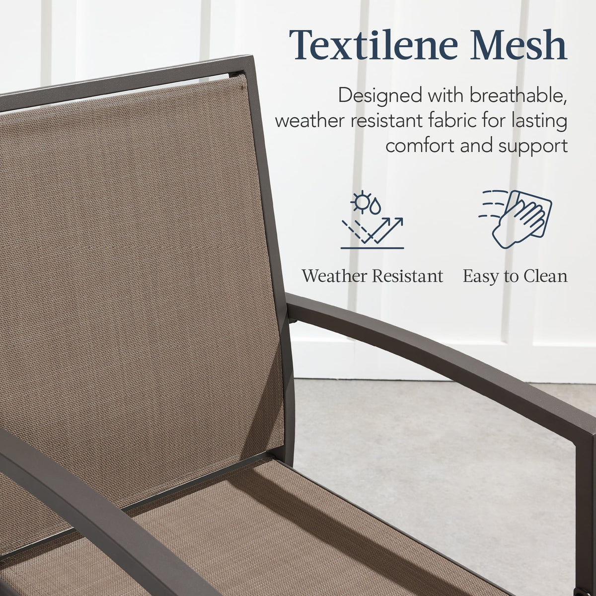 Best Choice Products Lot de 2 tabourets de bar d'extérieur, Chaises de patio hauteur bar avec maille toutes saisons - Noir/Noir