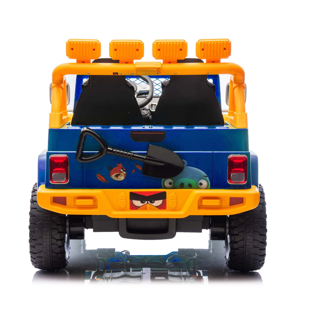 Jouets électriques Joyracer 24 volts pour grands enfants, camion sous licence Angry Birds avec télécommande, véhicule électrique 4x4 à 2 places avec pelle, Bluetooth, lumières, roues de voiture électrique, pour enfants de 3 à 8 ans, jusqu’à 59 kg, vert