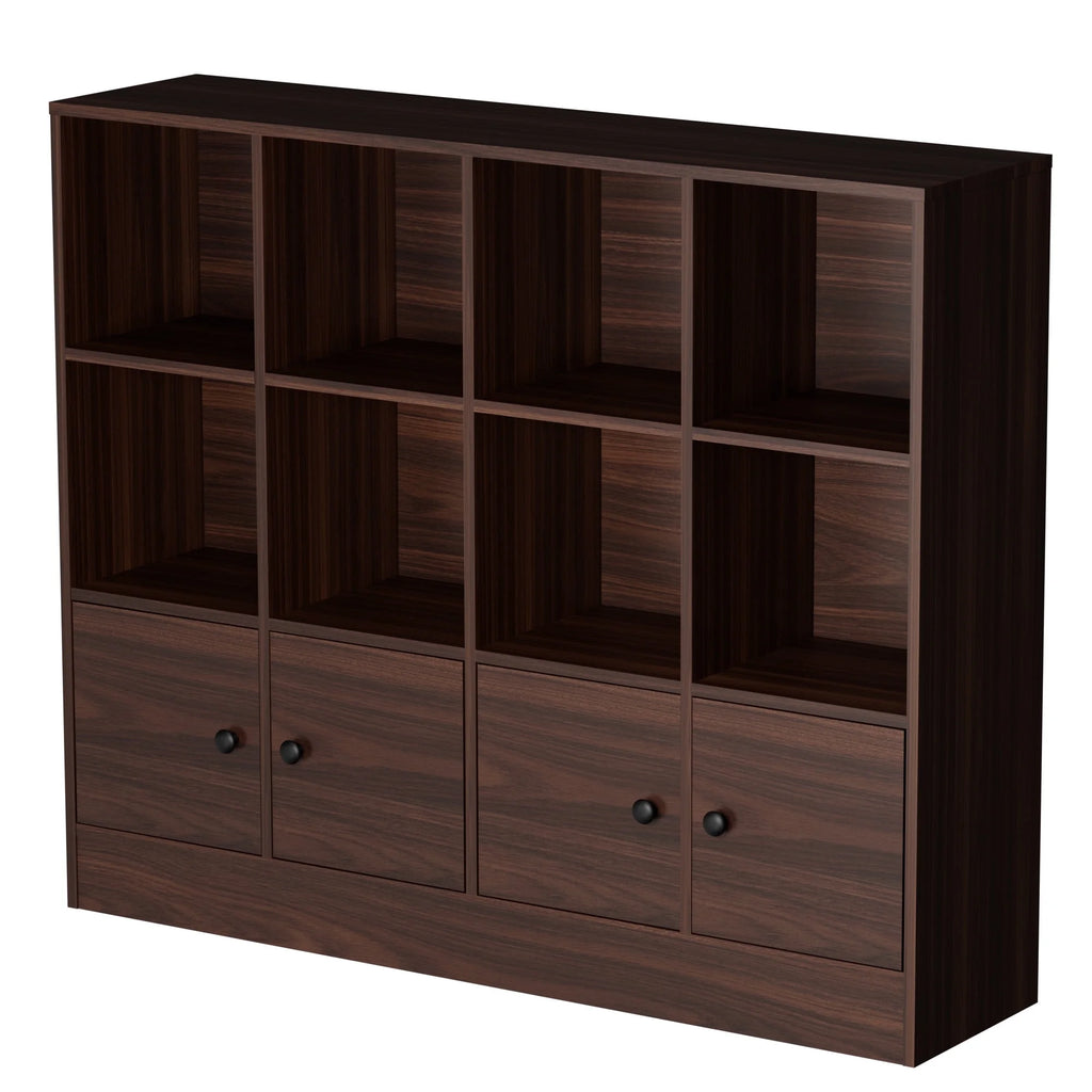 Bibliothèque ouverte à 3 niveaux Cozy Castle avec 12 cubes et 4 portes, étagères réglables, blanche