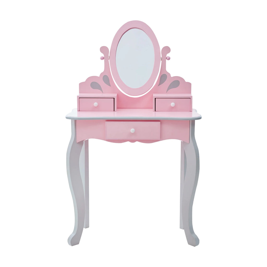 Ensemble coiffeuse et tabouret pour enfant Fantasy Fields au design de château, rose