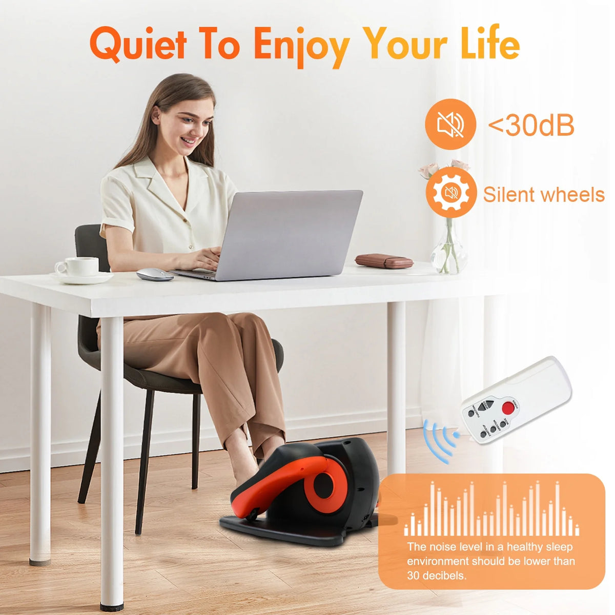 Vélo elliptique de bureau Baokaler, appareil d’exercice électrique pour les jambes assis, pour seniors, 12 vitesses réglables avec télécommande