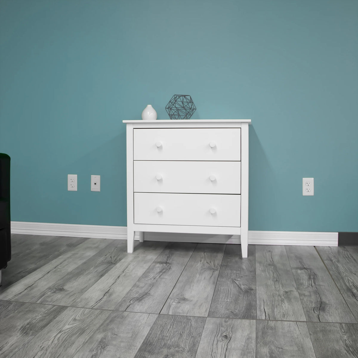 Commode Adeptus Easy Pieces en bois massif à 4 tiroirs - Blanc