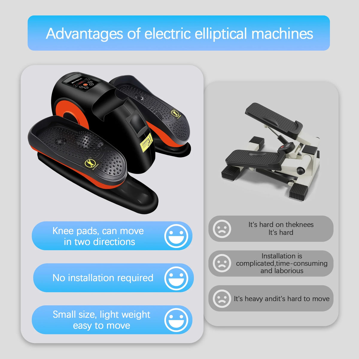 Vélo elliptique de bureau, appareil elliptique pour jambes avec 10 vitesses réglables utilisable assis pour seniors et adultes, appareil elliptique compact Pro entièrement assemblé pour l’exercice des jambes avec télécommande