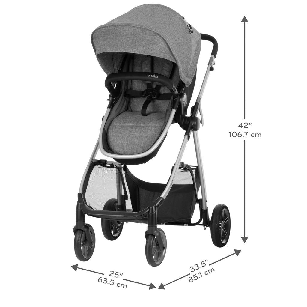 Système de voyage modulaire Evenflo Omni Plus avec siège auto pour bébé LiteMax Sport, gris Mylar, unisexe