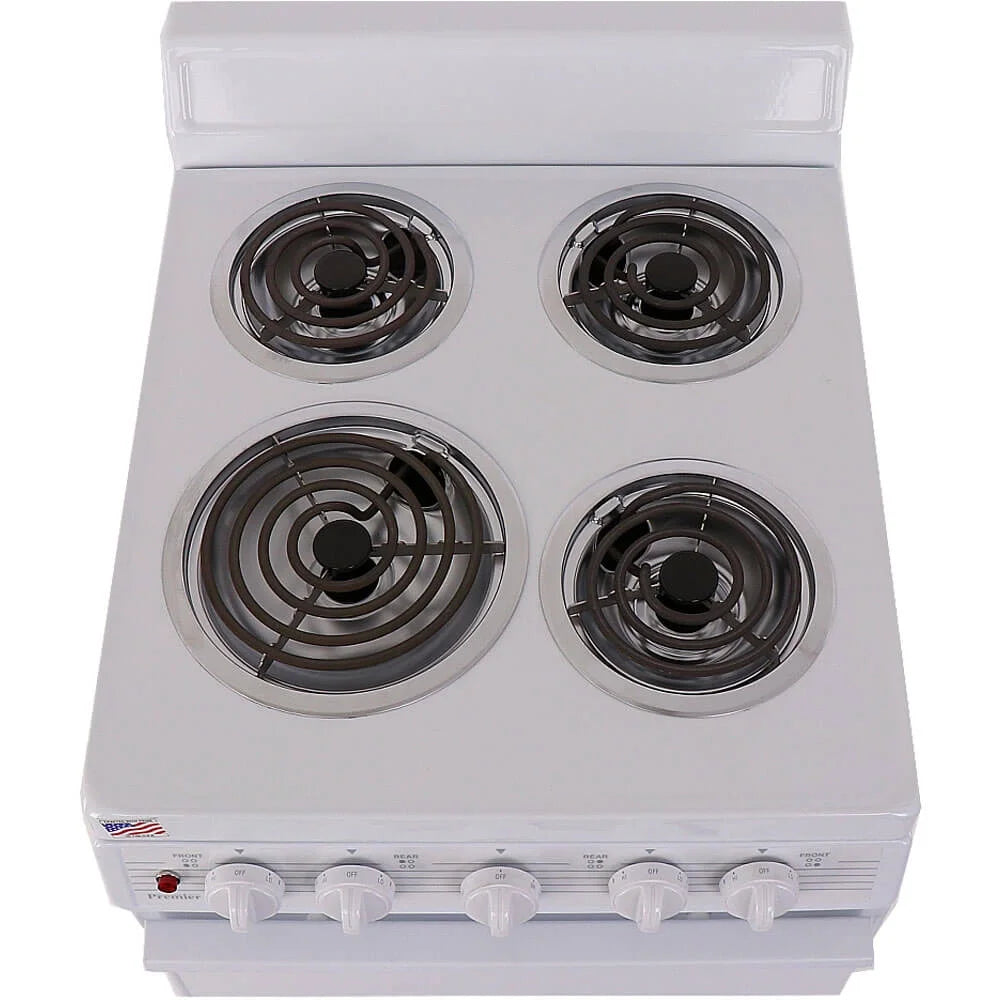 Cuisinière électrique blanche sur pieds Premier? 2,4 pi³ à serpentins